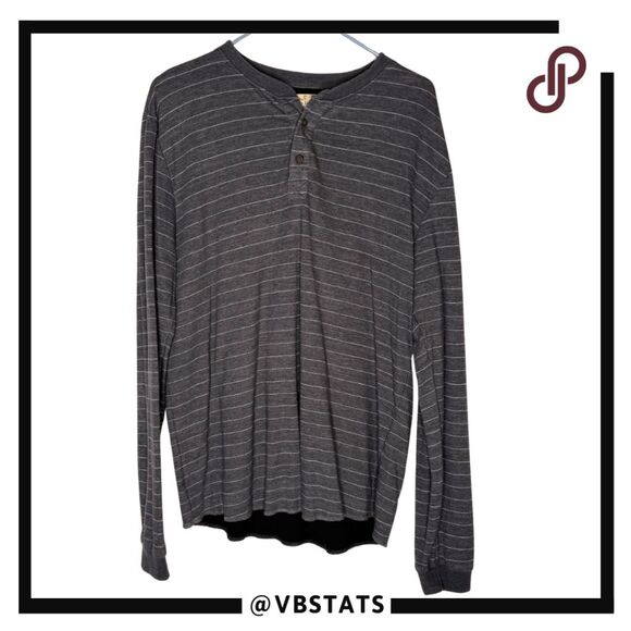 Marine Layer Other - Marine Layer Men’s Double Knit Striped Long Sleeve Henley T-Shirt Gray Large